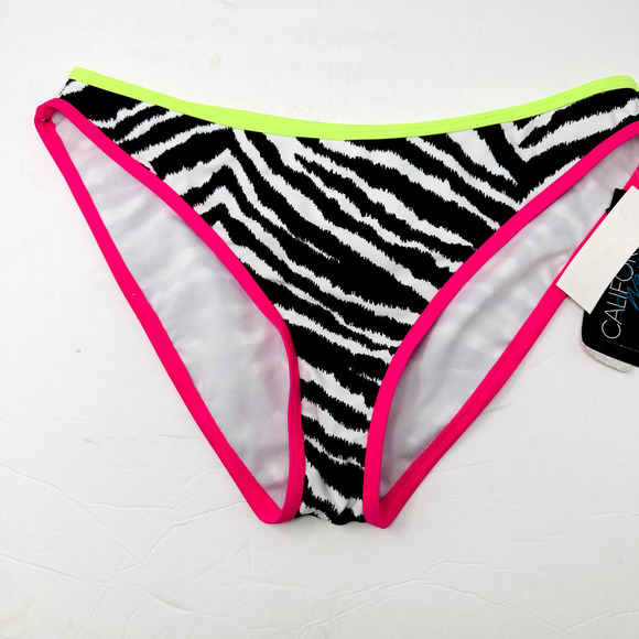 California Waves Womans Large Animal Hipster Bikini Swim Bottom Pink Green NWT - Picture 5 of 9